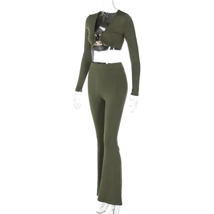 Ribbed Flare Pants Set - CLICK TIK