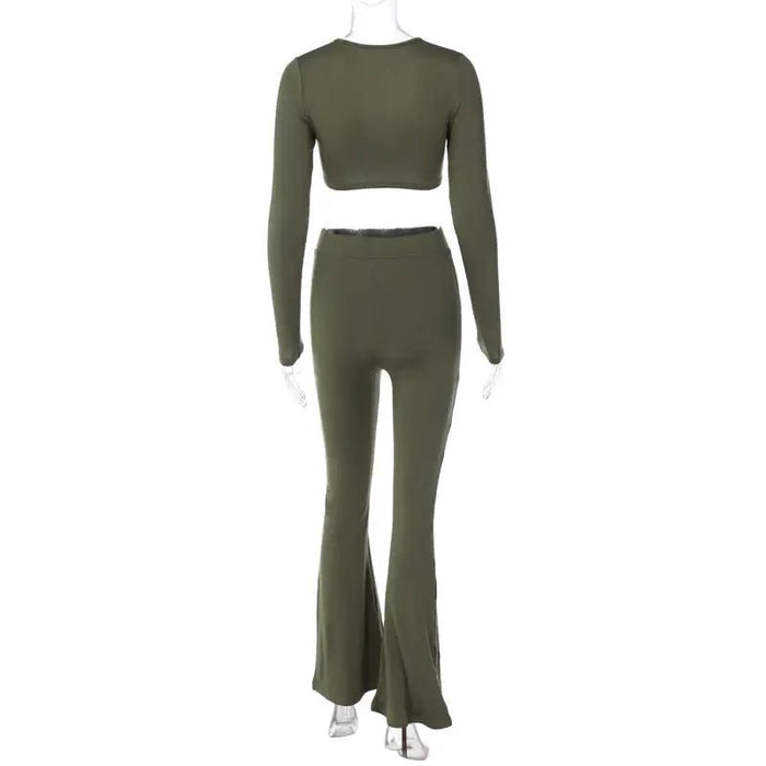 Ribbed Flare Pants Set - CLICK TIK